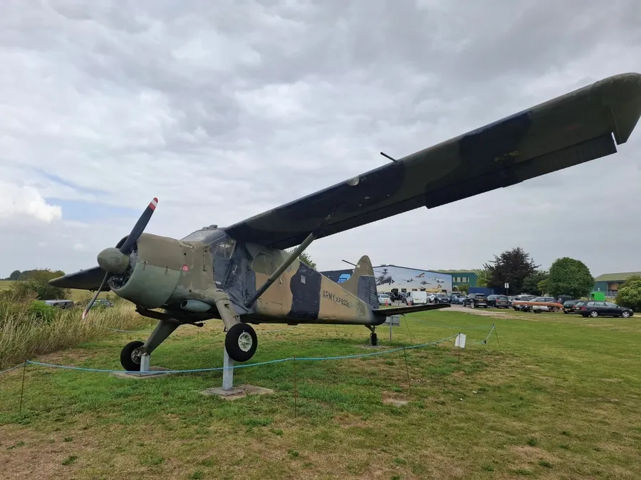 Aircraft on display inside the Army Flying Museum