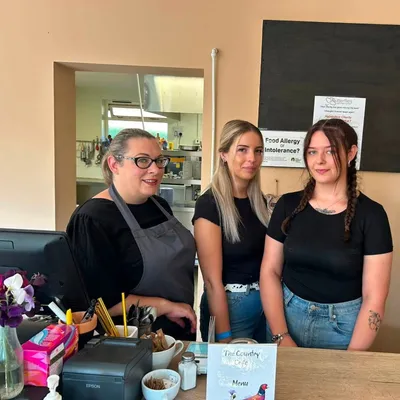 Staff members Vicky Betteridge, Danielle and Livvy Parsons at the cafe