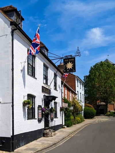 Exterior of The Horsefair Pub & Rooms in Romsey showing the old Star signage